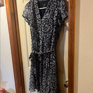 MSK White and Blue Sundress with Flutter Sleeves